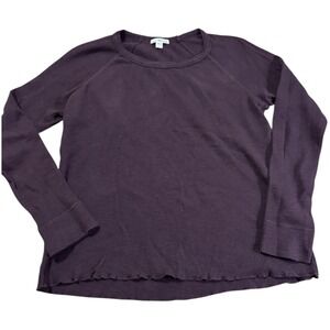 James Perse Women's Plum Waffle Knit Long Sleeve Top Size 2